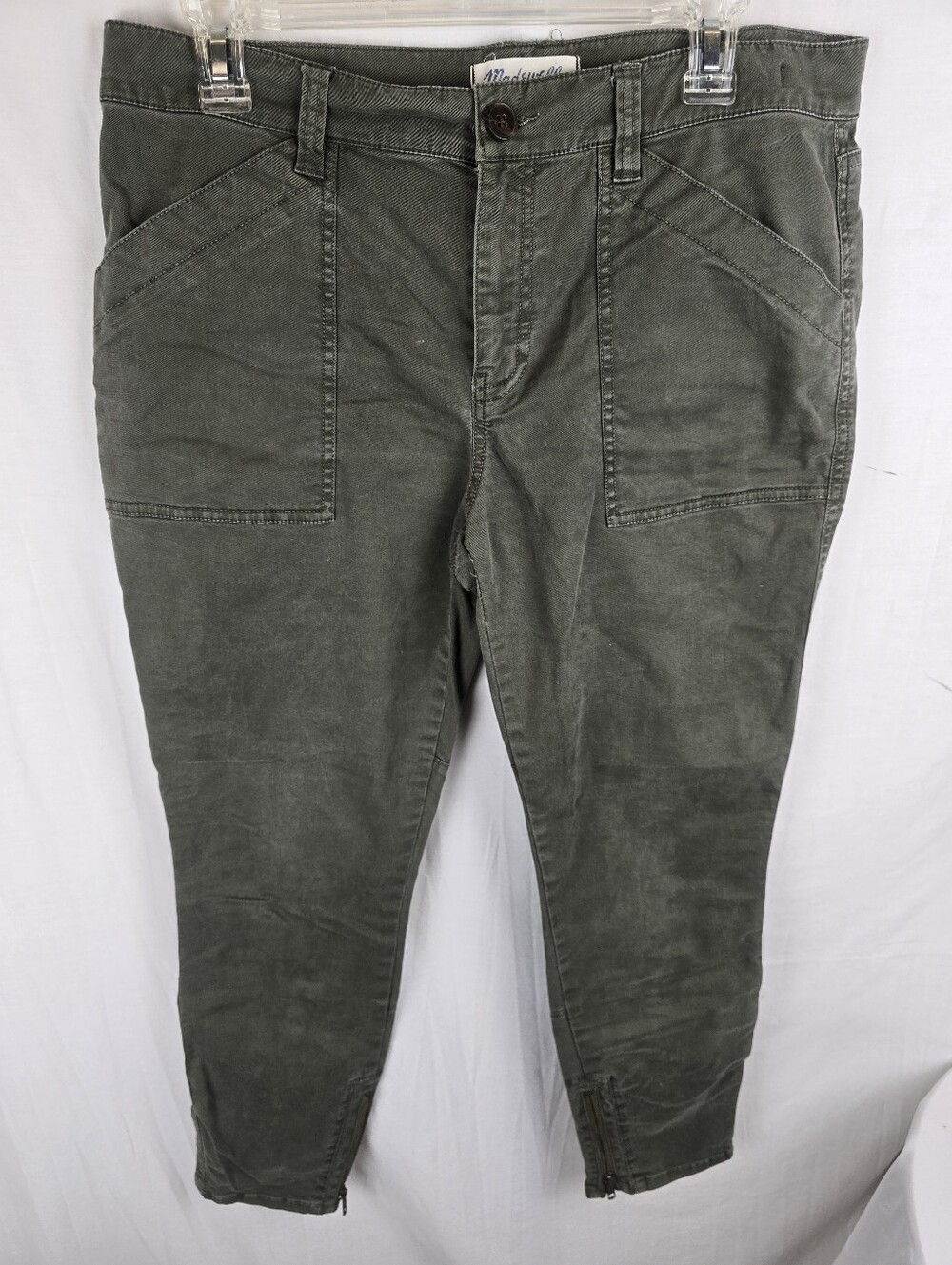 Madewell Women's Olive Utility Cargo Pants with Ankle Zips Sz 32